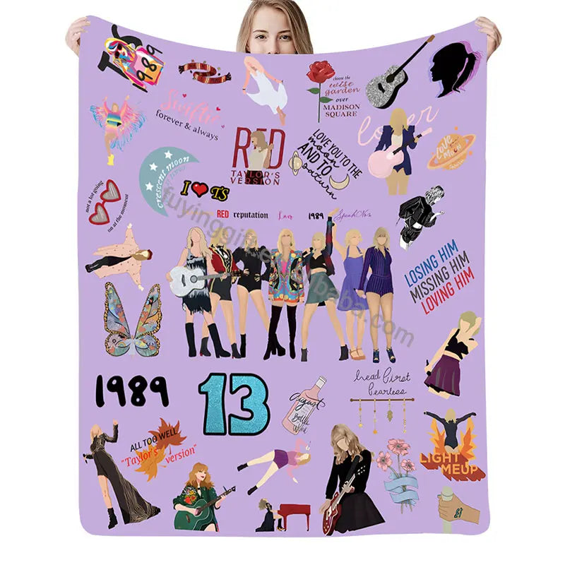 TSwift Taylor Singer Throw Blanket Curious Collections Vinyl Records