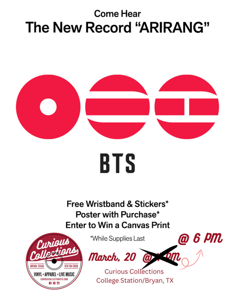 BTS ARIRANG Listening Party @ Curious Collections On Friday, March 20 @ 6 PM