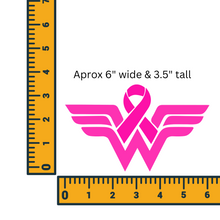 Wonder Woman Pink Breast Cancer Awareness Ribbon Sticker Car Window Decal