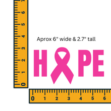 HOPE Pink Breast Cancer Awareness Ribbon Sticker Car Window Decal Plain Text