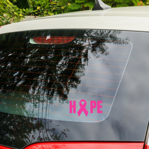 HOPE Pink Breast Cancer Awareness Ribbon Sticker Car Window Decal Plain Text