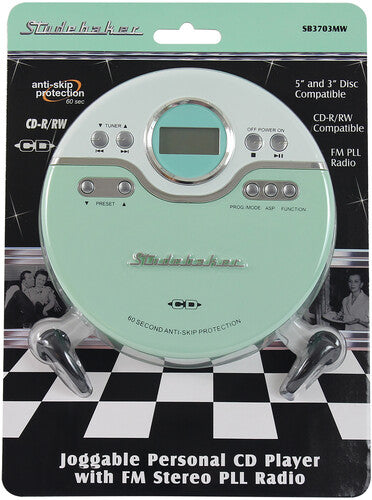 Studebaker Portable CD Player [White/Mint Green]