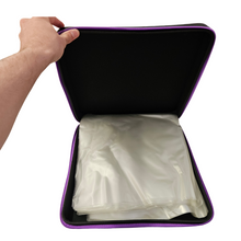 Black 12" Vinyl LP Storage Carrying Case with Purple Zipper
