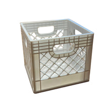 A small white plastic crate with cutout handles mini, 3 inch crate