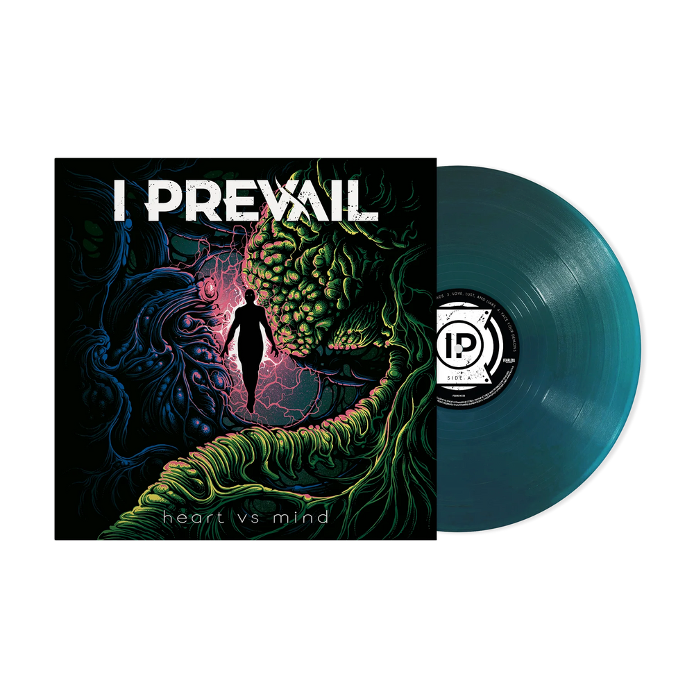 the album cover for I Prevail - Heart vs Mind (10th Anniversary Edition) [Sea Blue Vinyl ]