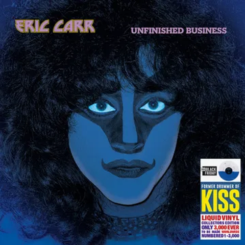 the album cover for Eric Carr from KISS - Unfinished Business: The Liquid Vinyl Numbered Edition [RSD Black Friday 2025]