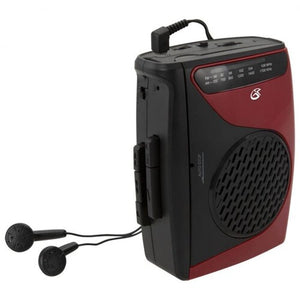 GPX CAS337 Portable Cassette Player (Red / Black)