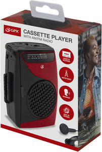 GPX CAS337 Portable Cassette Player (Red / Black)