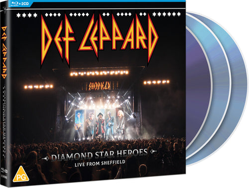 the album cover for Def Leppard - Diamond Star Heroes: Live from Sheffield [Blu-ray/2 CD]