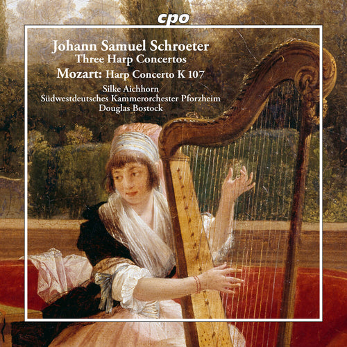 the album cover for Silke Aichhorn - Johann Samuel Schroeter: Three Harp Cons Wolfgang