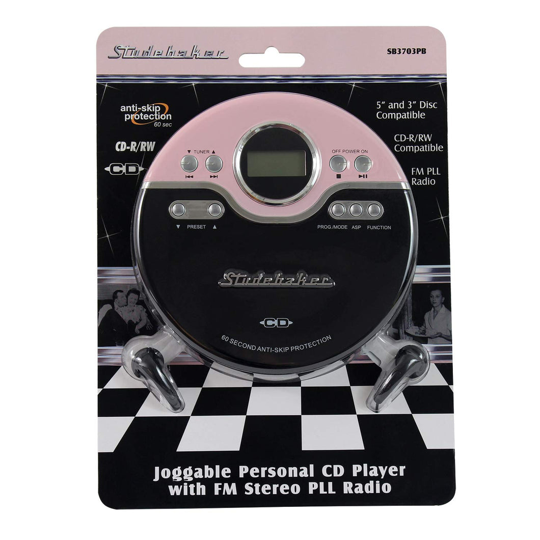 Studebaker Portable CD Player [Pink/Black]
