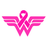 Pink ribbon in Wonder Woman logo style for breast cancer awareness - Vinyl & CDs at Curious Collections Record Store College Station