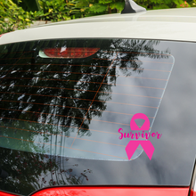 Survivor Hot Pink Breast Cancer Awareness Ribbon Sticker Car Window Decal