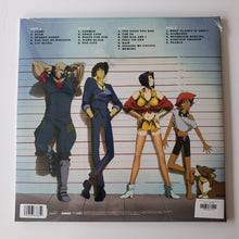 Cowboy Bebop soundtrack album vinyl back cover with main anime characters lineup - Vinyl & CDs at Curious Collections Record Store College Station