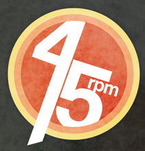 45 rpm logo graphic in red and yellow circle - Vinyl & CDs at Curious Collections Record Store College Station