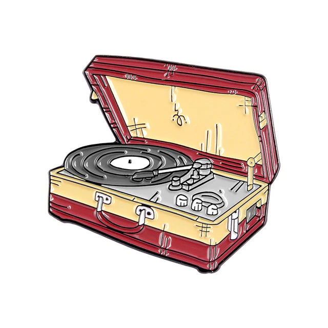 Suitcase Record Player Enamel Pin