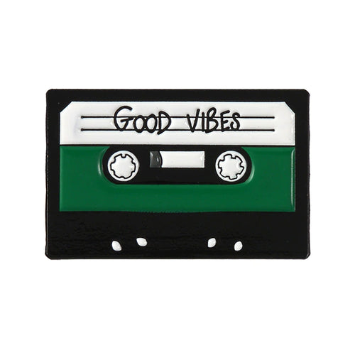 Green & Black Music Tape Pin