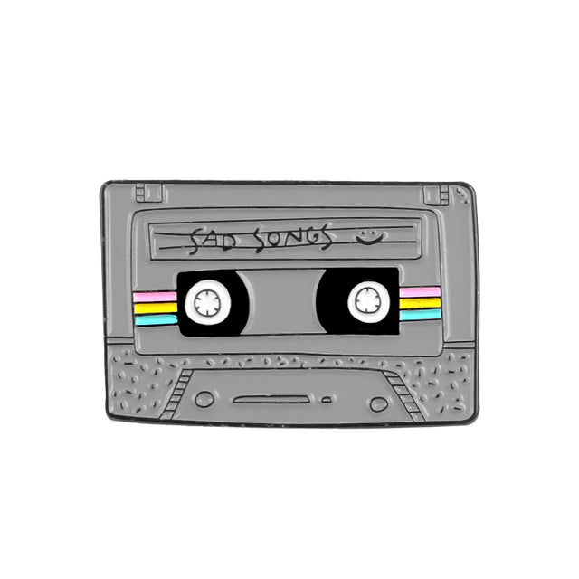 Gray Music Tape Pin