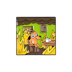 This Is Fine Square House Enamel Pin