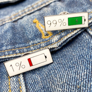 1% Battery Enamel Pins